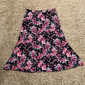 Black Label Floral Print Midi Skirt Career Work Office Church A-Line Size Large